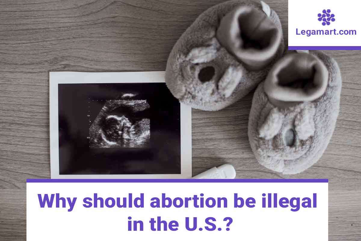 A poster with a baby picture, shoes and a title "Abortion be Illegal in the US"