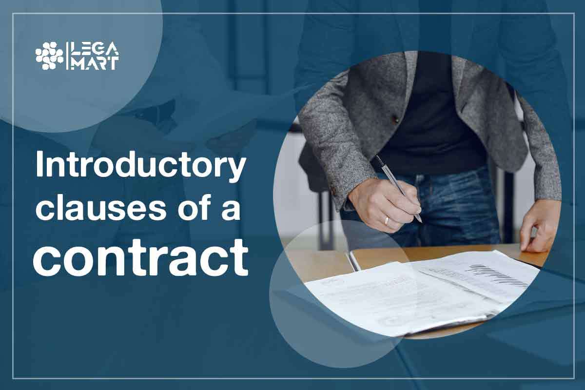 A lawyer describing the Introductory clauses of a contract